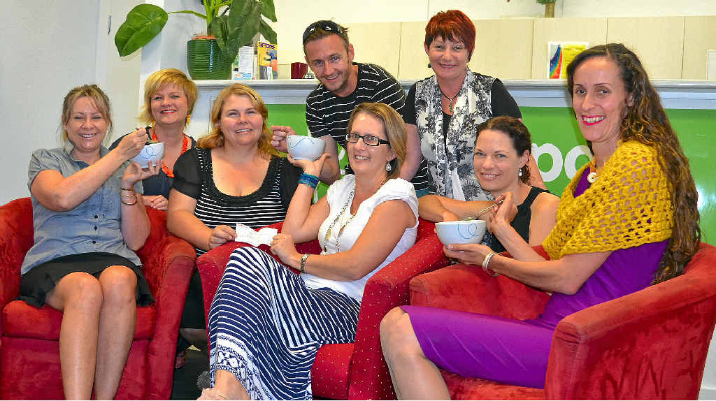 HEADS TOGETHER: Headspace staff and WOW organisers team up for a cause. Gaye Hutchinson, Sue Hamlet, Shannon Aspinall, Travis Maguire, Sophia McLucas, Julia Keogh, Nicole Kane and Corinne Butler.